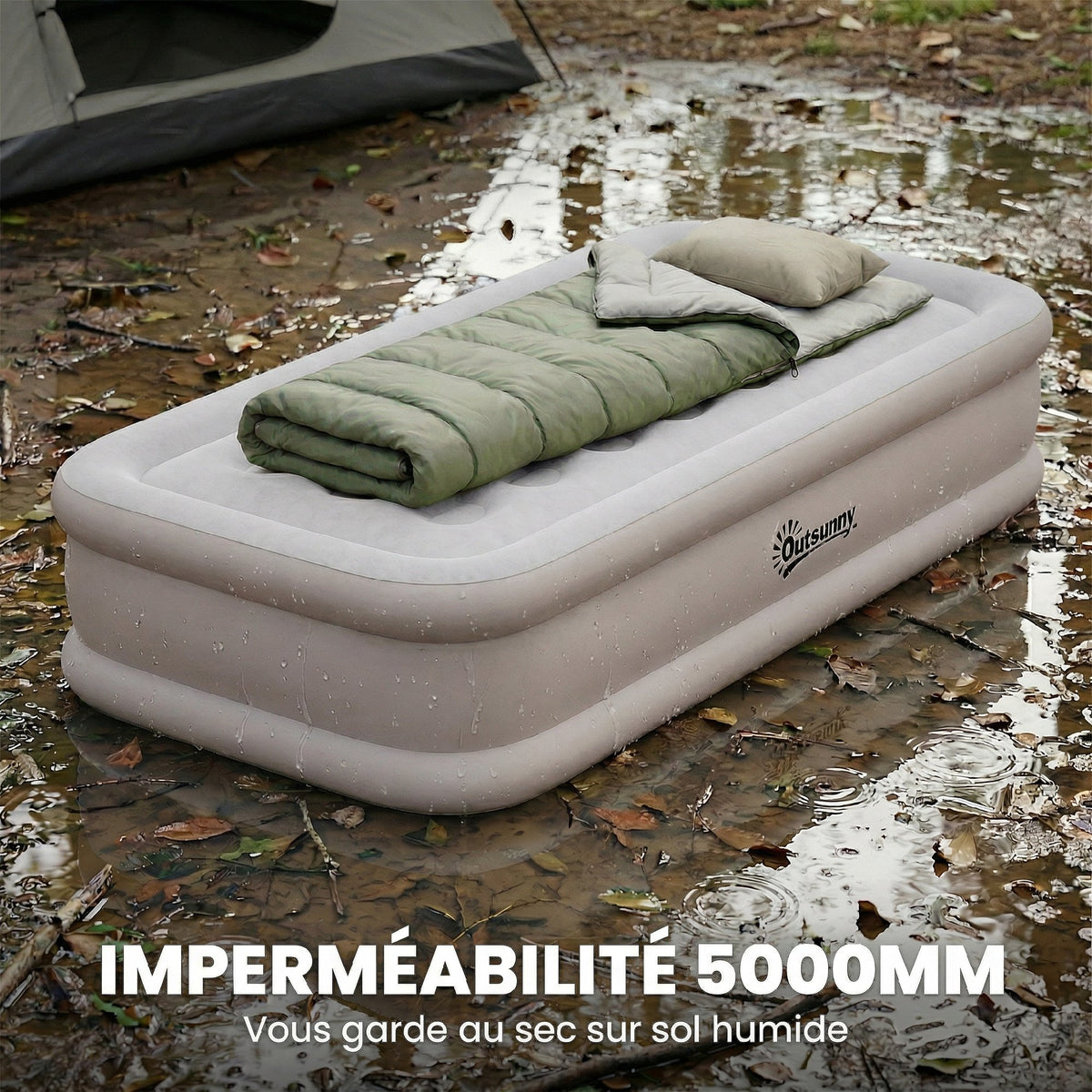 Ilmapatja integroidulla sähköpumpulla 190 × 97 × 39 cm, khaki